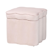 Baxton Studio Paulina Velvet Storage Ottoman - Lid Top Accent Stool with Interior Storage and Scalloped Outline for Bedroom or Living Room, Light Pink